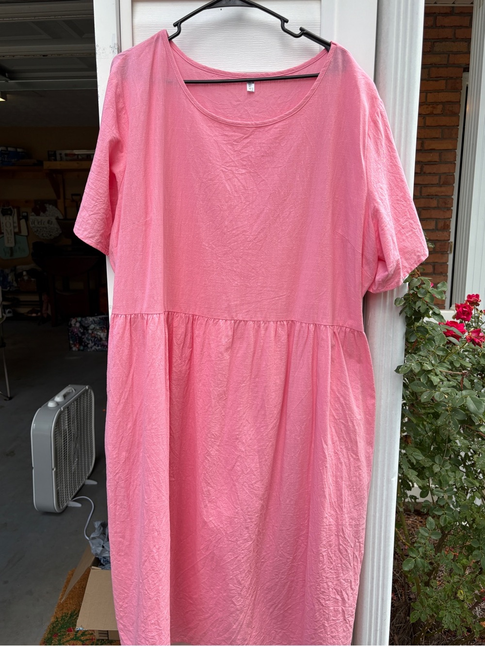 Women’s Pink Midi Dress - Relaxed Scoop Neck